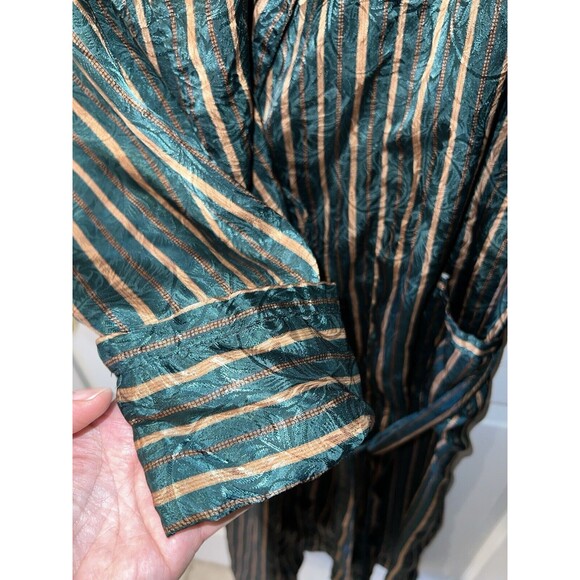 Victorias Secret Robe XS/S Damask Green Striped Satin Tie Front Vintage 90s Rare - Picture 6 of 9